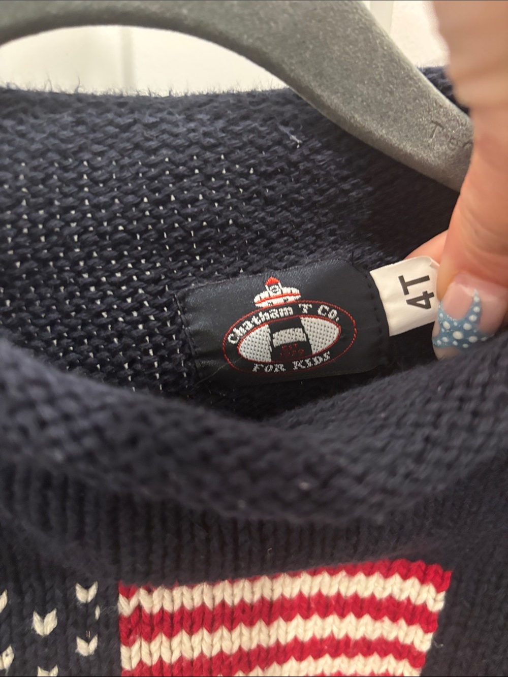 Kids Navy Knit Sweater with Flag Detail - Picture 3 of 4